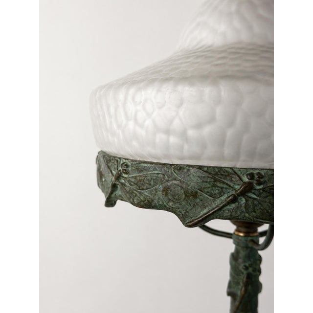 Green Model 6530 Table Lamp with Crocodile Glass Shade by Alice Nordin for Böhlmarks, 1890s For Sale - Image 8 of 12