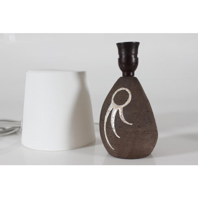 1950s Small Vintage Ceramic Table Lamp with New Shade by Helge Østerberg, 1950s For Sale - Image 5 of 12
