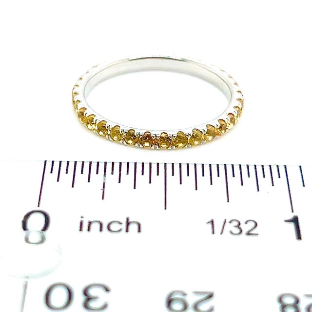 Yellow Natural Yellow Sapphire Ring Size 6.5 14k W Gold 0.66 CTW Certified For Sale - Image 8 of 9