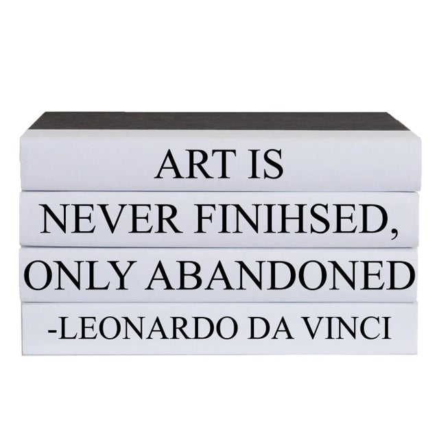 Modern Decorative Books - Quote Book Stack - "Never Finished" For Sale - Image 3 of 3