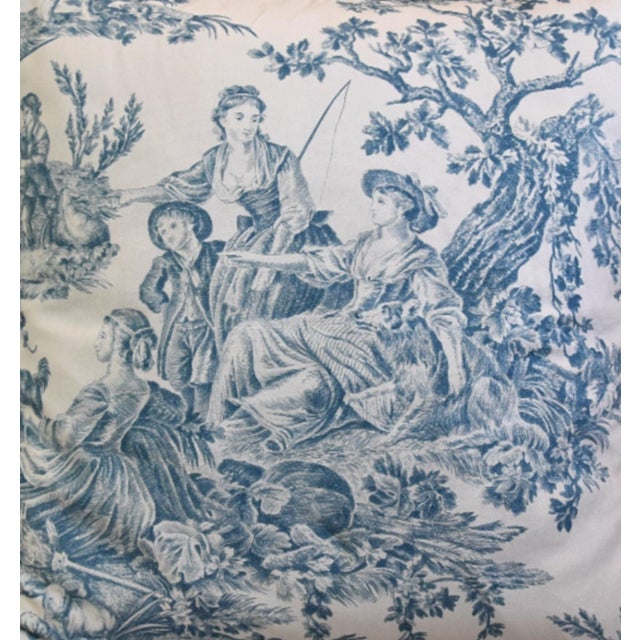 French countryside pastoral toile pillow, "The Miller," 100% cotton. It features a classic French country pastoral pattern...
