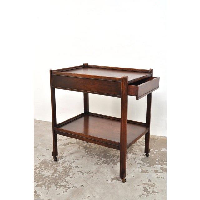 Antique Serving Trolley with Drawer in Oak, 1920s For Sale - Image 13 of 13