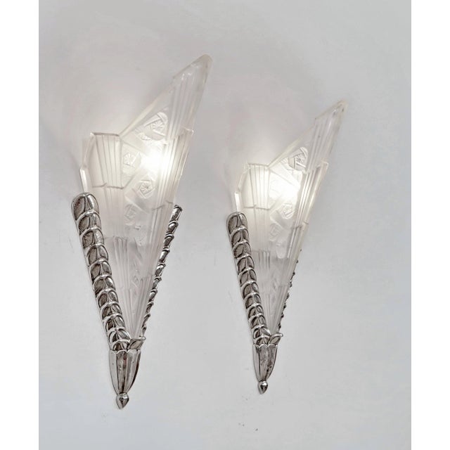 Art Deco French Art Deco Wall Sconces by Jean Gauthier Ejg 1930 France - A Pair For Sale - Image 3 of 9
