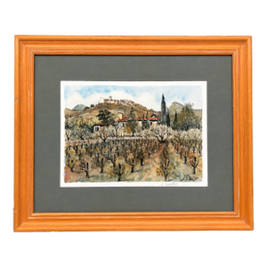 1950s Pierre Eugène Cambier Signed Original French Watercolor “Le Castellet” Provence Landscape