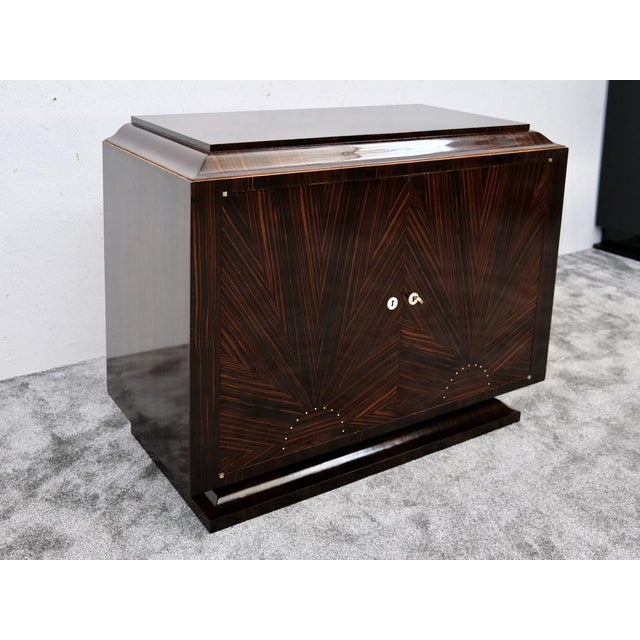Vintage Art Deco Chest of Drawers with Geometric Veneer, 1930s For Sale - Image 3 of 12
