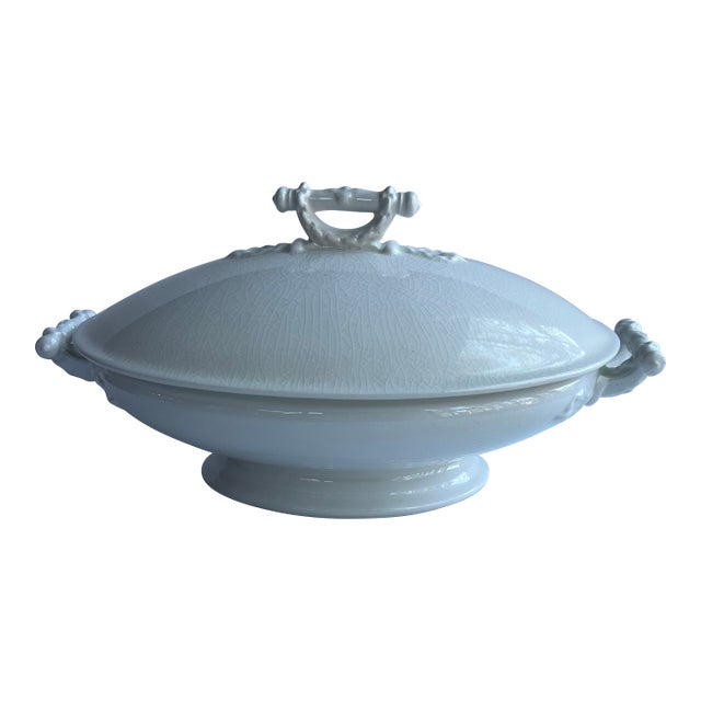 Antique Maddock England Semi Porcelain China Oval Footed Tureen For Sale