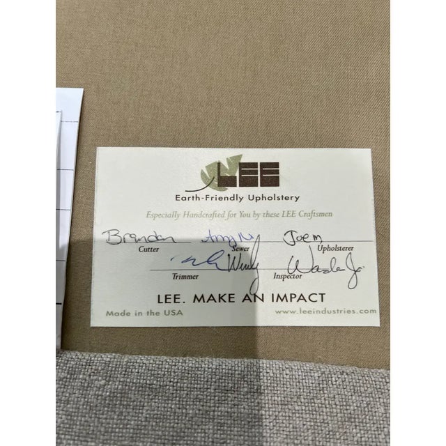 Lee Industries Ava Left Facing Chaise Sofa in Heavy Duty Washable Linen For Sale - Image 12 of 13