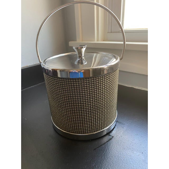 1950s Mid-Century Hollywood Regency Gold Beaded Ice Bucket With Chrome Liner, Japan For Sale - Image 9 of 13