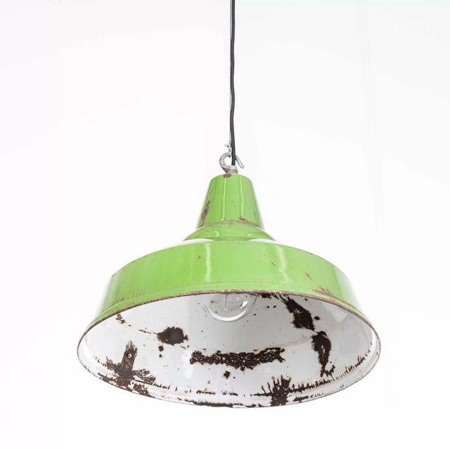Industrial Green Enamel Single Pendant Lamp, 1940s For Sale - Image 13 of 13