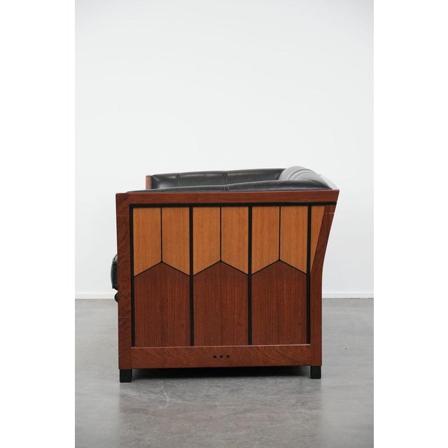Art Deco Decoforma Series Black Leather 2.5-Seater Sofa with Woodwork from Schuitema For Sale - Image 4 of 13