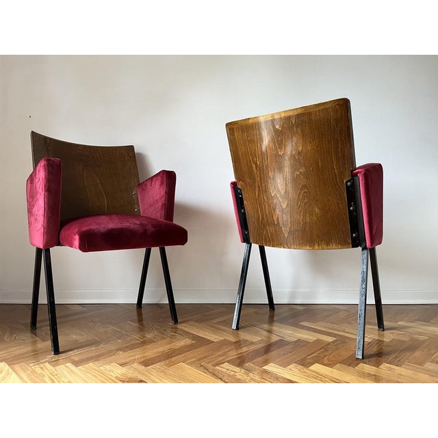 Metal Set of Mid-Century Theatre Armchairs, 1950s For Sale - Image 7 of 18