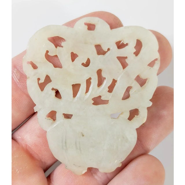 20th Century Chinese Carved Celadon Gray Nephrite Jade Pendant Plaque For Sale - Image 9 of 9