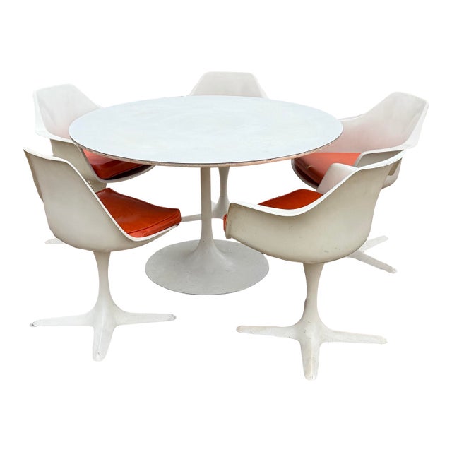 1960s Burke Tulip Table and 5 Chairs For Sale