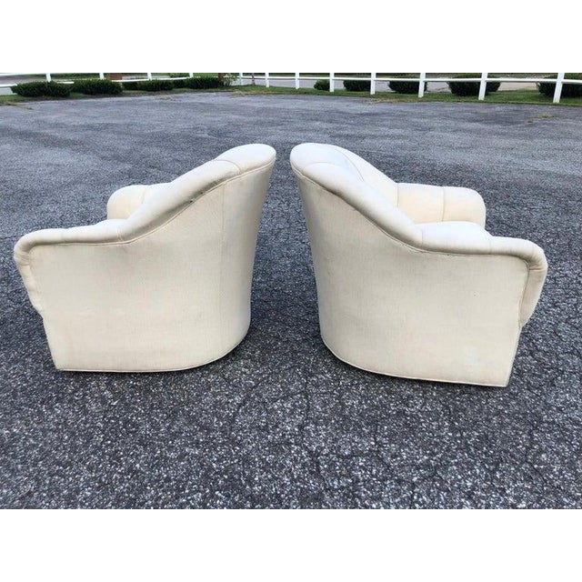 Pair of Ethan Allen Linen Swivel Club Chairs Chairish