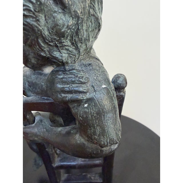 Late 20th Century Verdigris Bronze Boy in Chair Sculpture Styled After Maitland-Smith For Sale - Image 10 of 11