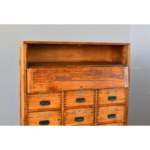 Bank of Pine Workshop Drawers, 1940s For Sale - Image 10 of 13