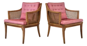 1960's Erwin Lambeth Cane Arm Chairs, Pair