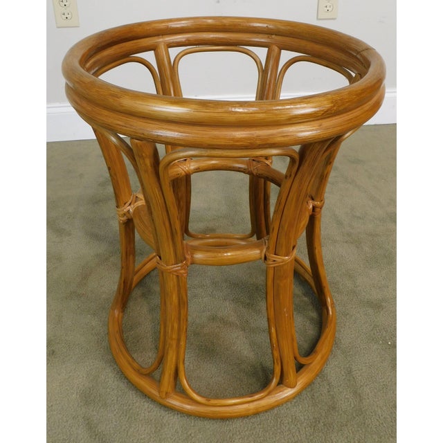 Vintage Rattan Round Glass Top Side Table | Chairish