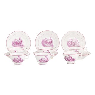 Porcelain Teacups and Saucers, 19th Century, Set of 12 For Sale