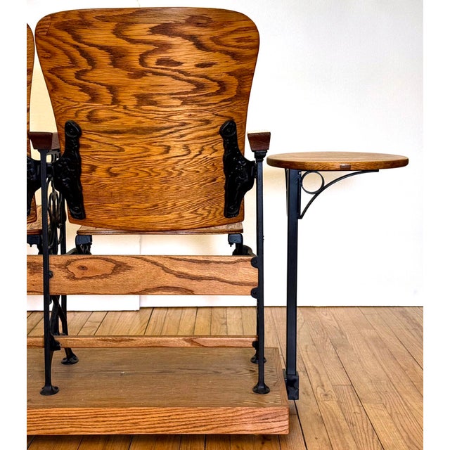 Late 19th Century Restored Oak Auditorium Seat Unit For Sale - Image 14 of 16