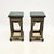 A stunning pair of antique lacquered chinoiserie marble top side tables. They were likely made in England in the oriental...