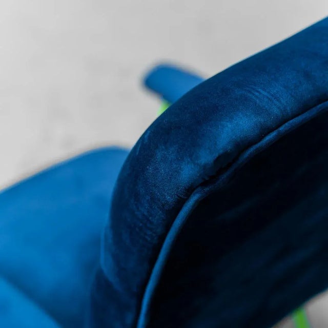 Vintage Lounge Chair in Metal and Blue Velvet, 1960s For Sale - Image 9 of 10