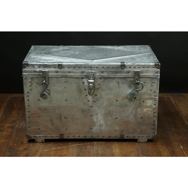 Aluminum Trunk with Antique Padlock, 1920s For Sale - Image 3 of 8