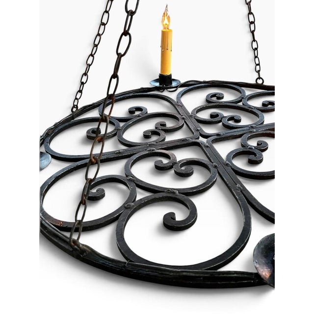 Antique Gothic Hand-Forged Wrought Iron Corona Four Light Chandelier For Sale - Image 12 of 12