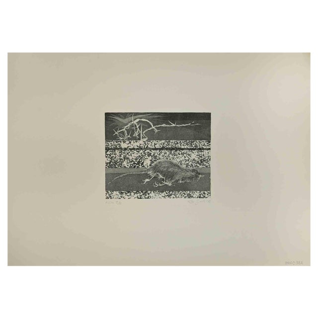 Leo Guida, Rat at the Border, Etching, 1970s For Sale