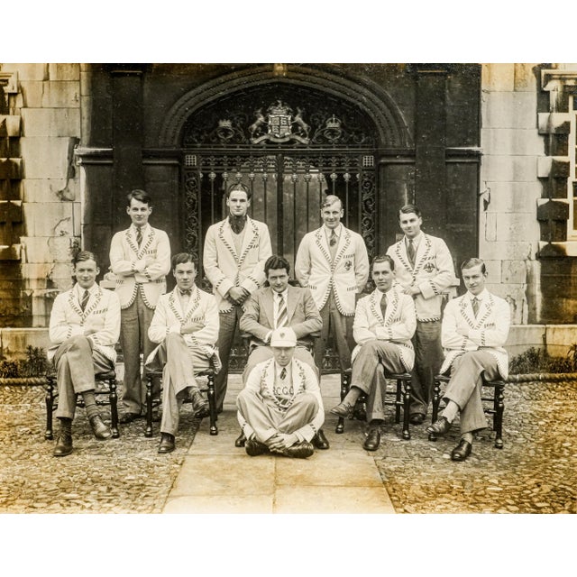 Fantastic Framed 1937 Christ’s College Cambridge Rowing Crew Photograph English Sporting Memorabilia University Preppy Home Decor For Sale - Image 4 of 13