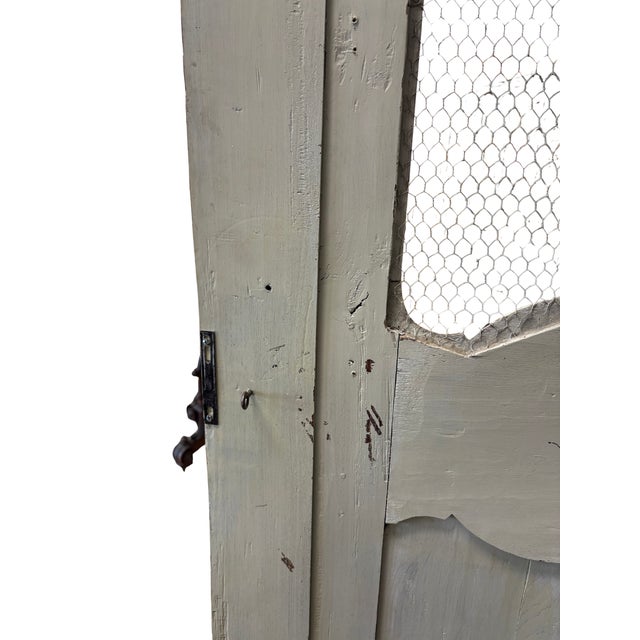 Antique French Provincial Painted Armoire With Wire Doors For Sale - Image 9 of 13