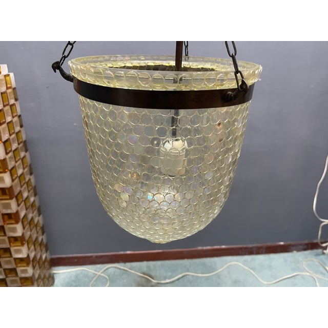 Vintage Iridescent Glass Mosaic Pendant Light with Bronze Fittings, 1960s For Sale - Image 14 of 16