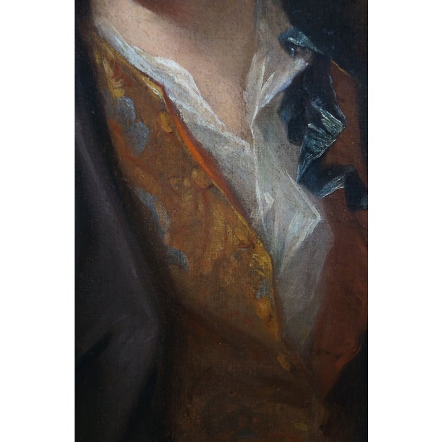 Gold Antique Johan Herman Cabot Danish Baroque Portrait of a Gentleman Oil Painting For Sale - Image 8 of 13