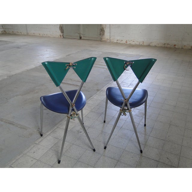 Italian Butterfly Chair with Chromed Steel Tubing and Leather by Arrben, 1980s, Set of 2 For Sale - Image 14 of 18