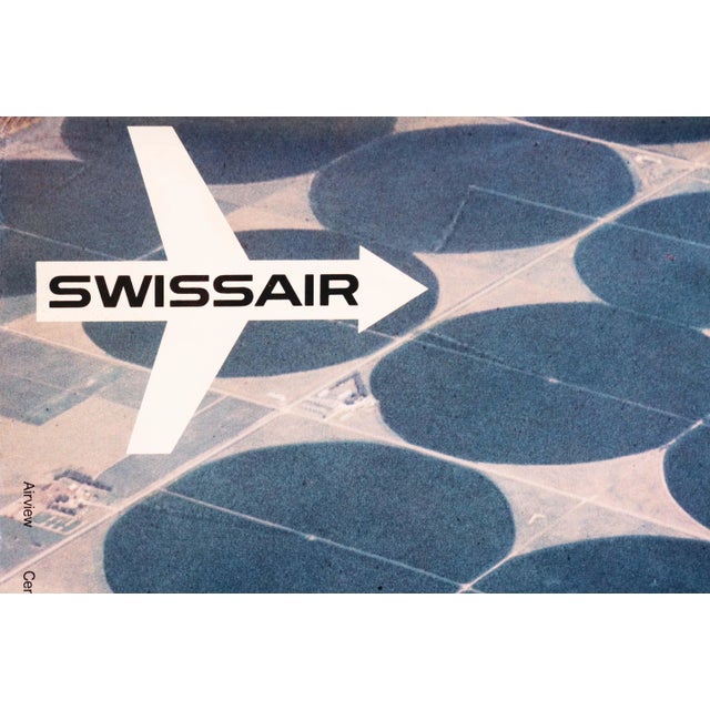 1971 Original Swissair Travel Poster, Usa - Center Pivot Irrigation Systems at O'Neill, Nebraska For Sale - Image 4 of 6