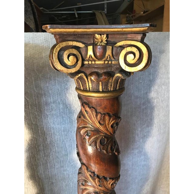 18th Century Antique Baroque Carved and Gilt Solomonic Columns, 1760s, Set of 2 For Sale - Image 5 of 7