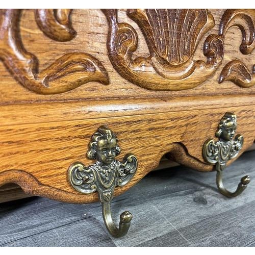 French Coat Rack in Oak with Hooks For Sale - Image 9 of 10