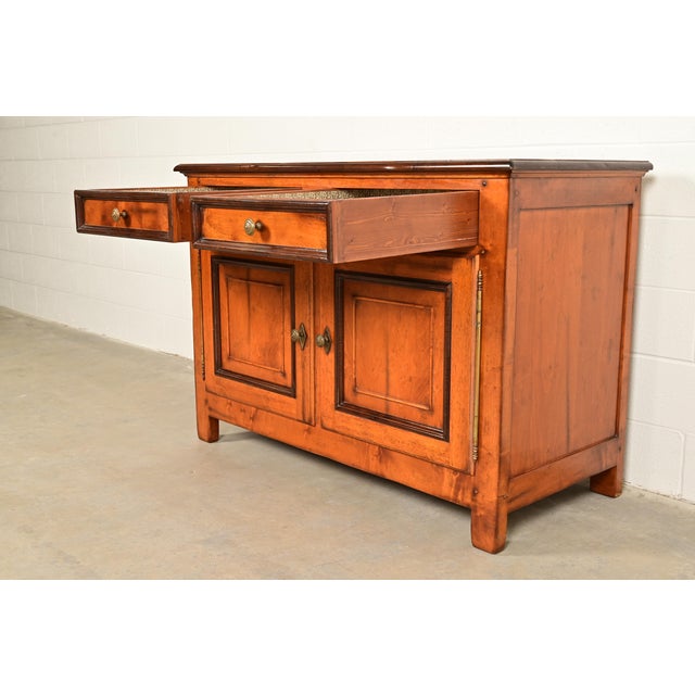 Baker Furniture Italian Provincial Carved Maple Sideboard Buffet or Bar Cabinet For Sale In South Bend - Image 6 of 18
