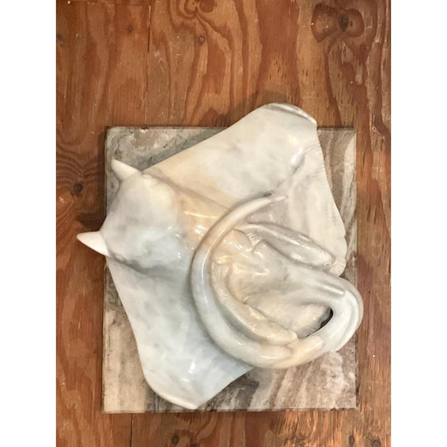 Mid-Century Modern Vintage Carrera Marble Stingray Sculpture For Sale - Image 3 of 13