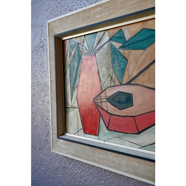 Huberger, Cubist Still Life, 1950s, Oil Painting on Canvas For Sale - Image 6 of 10
