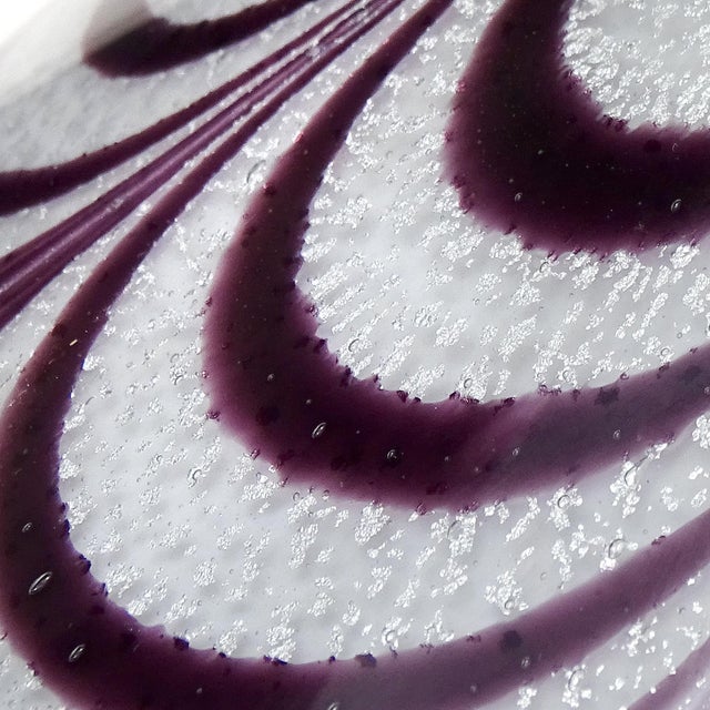 Mid 20th Century Vintage Murano Silver Flecks Purple Fenicio Pulled Feather Italian Art Glass Mid Century Decanter For Sale - Image 5 of 6