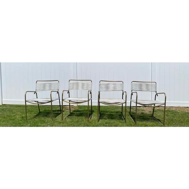 Brown Jordan Walter Lamb for Brown Jordan Round Brass Table & 4 Chairs For Sale - Image 4 of 6