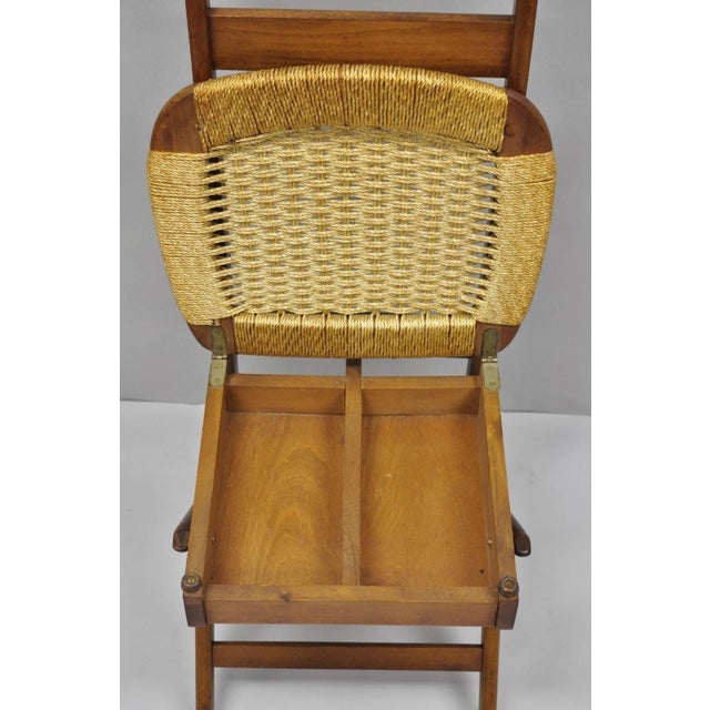 Wood Vintage Mid Century Italian Modern Beech Wood Clothing Valet Chair Seat (A) For Sale - Image 7 of 18