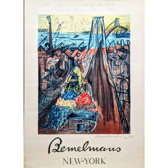 Ludwig Bemelmans, New York, Brooklyn Bridge, 1950, Large Lithograph For Sale - Image 6 of 6