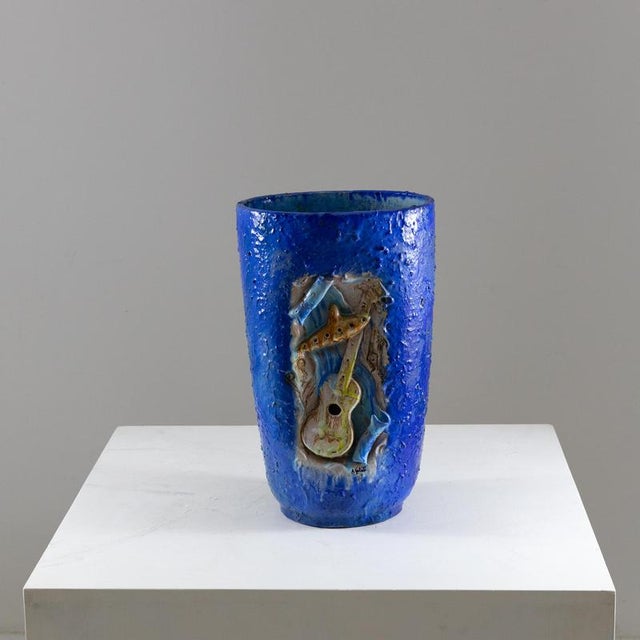 Blue Blue Vase from A. Galati, 1980s For Sale - Image 8 of 10