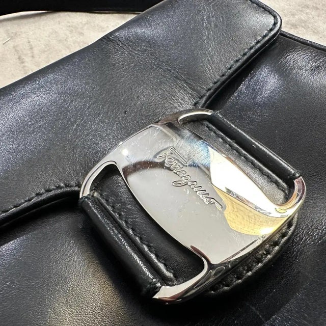 21st Century Vintage Black Leather Micro Shoulder Bag by Salvatore Ferragamo For Sale - Image 12 of 16