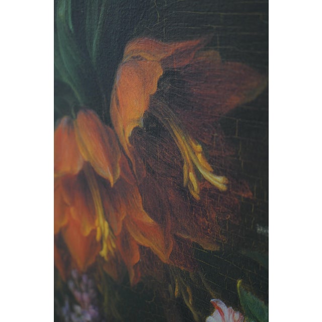 Gold Large Framed Painted Floral Still Life on Canvas For Sale - Image 8 of 15