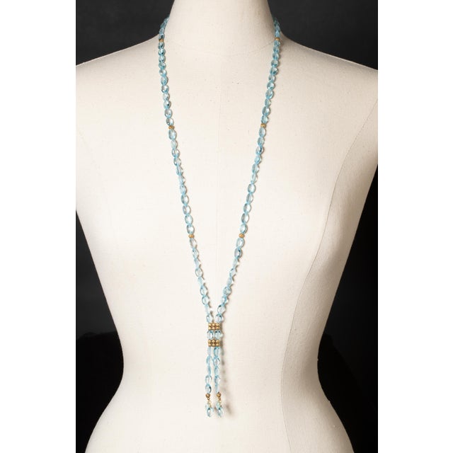 1990s 1990s Aquamarine and 22k Gold Lariat Rope Necklace by Deborah Lockhart Phillips For Sale - Image 5 of 6
