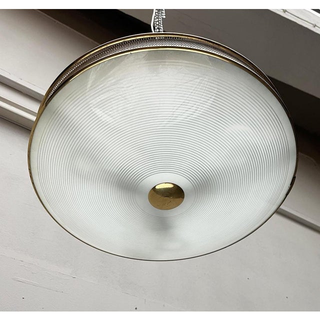 Mid-Century Modern German Metal, Mesh and Glass Plafoniere Pendant Lamp, 1960s For Sale - Image 13 of 18