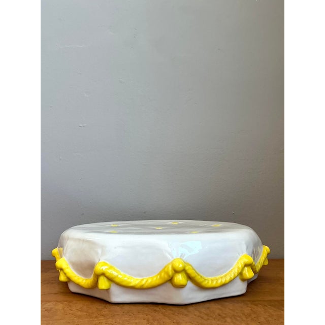 Late 20th Century Vintage Glazed Ceramic Tufted Cushion For Sale - Image 5 of 12